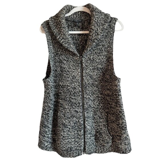 Eileen Fisher Tweedy Yak Merino Wool Blend Knit Sweater Vest Full Zip Gray Sz 1X - Picture 1 of 12